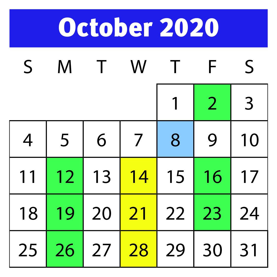 October 2020 Calendar